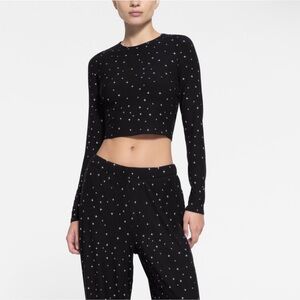 SKIMS Soft Lounge Crop Top in Onyx and Stars